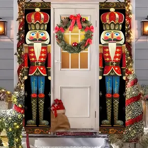 Nutcracker Christmas Porch Banner Decorations 71 x 12 Inch Soldier Model Hanging Banner for Front Door Entryway Wall Fireplace Xmas Winter Party Holiday Home Kids Decor