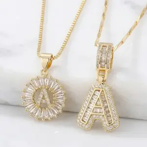 Initial Letter Pendant Necklaces 2 Pack Alphabet Necklaces with Adjustable 17''-19'' Chain for Women Valentine's Day Birthday Anniversary Jewelry Set
