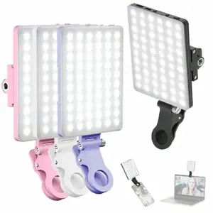 Clip-On Selfie Light, Selfie LED Lights, 60-LED Cell Phone Fill Light, CRI 95+ with 3 Dimmable Light Modes and 10-Level Brightness Adjustment, Rechargeable Clip Fill Video Light, Cellphone Laptops, tablets, and so on.