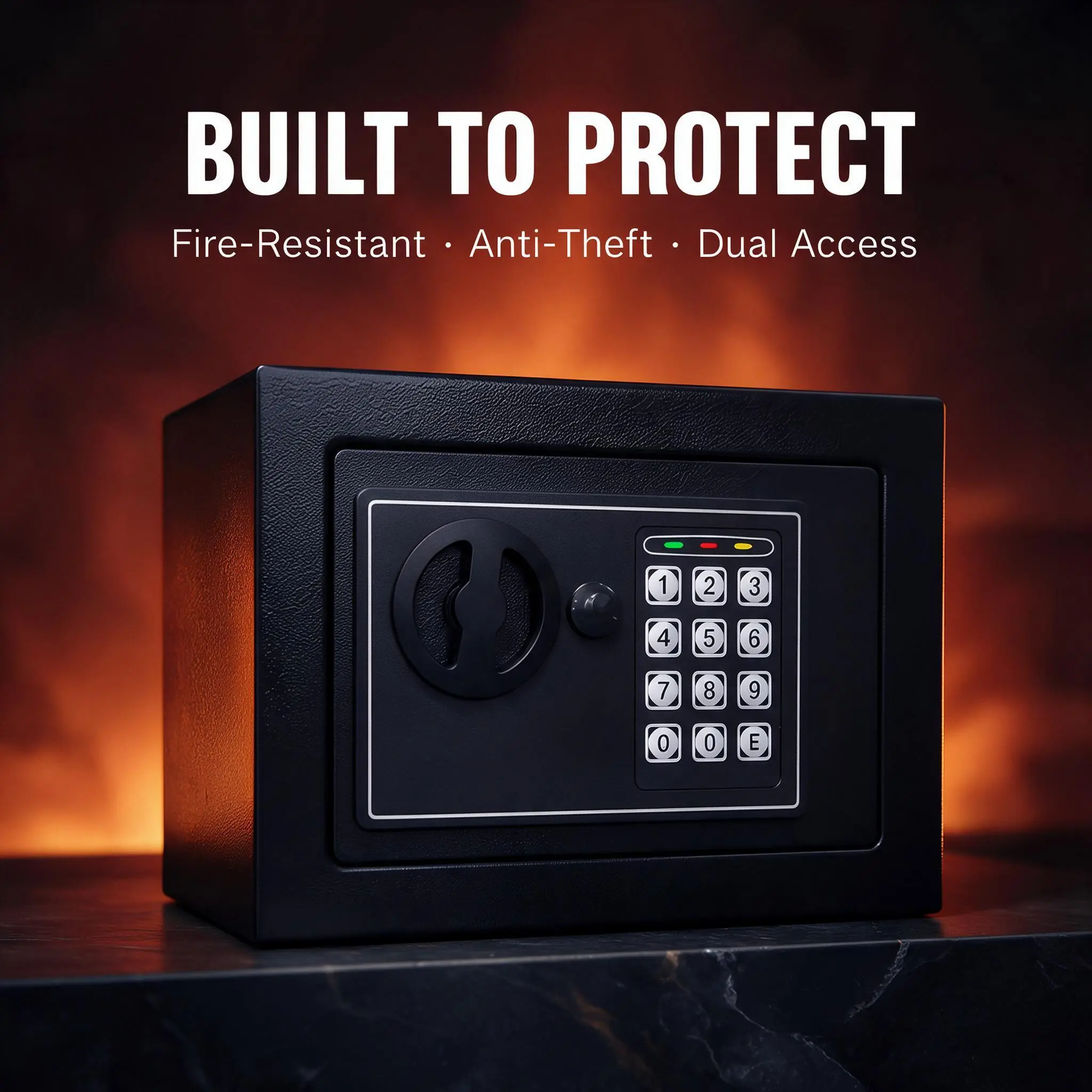 Fireproof Safe Box with Fireproof Bag, Digital Security Safe with Keypad, Drill Resistant Money Safe for Home, Wall Mounted Desk Safe for Cash Documents Jewelry