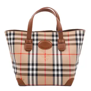 Pre-owned BURBERRY Canvas Tote Bags Check Tote Bag Small Beige JM SK040