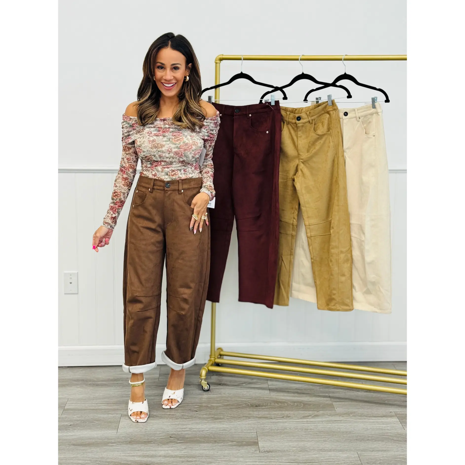 Slouchy Stretch Suede Pants (Reg.)-4 Colors Slouchy Stretch Suede Pants (Reg.)-4 Colors