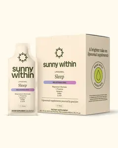 Sleep by Sunny Within - Honey Flavor (30 Pouches) - Melatonin-free sleep support to calm the mind and promote sleep quality containing: Magnesium Glycinate, L-Theanine, Apigenin, GABA, 5-HTP, Organic Avocado Oil (Vegetarian)