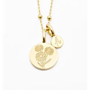 Daisy Initial Necklace - April Flower