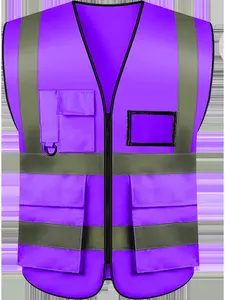 Adjustable Zipper Reflective Work Vest with Reflective Strips   Reflective Security Patrol Vest with Multi Functional Pockets Night Safety Reflective Work Vest with  Reflective Strips High vis Night Reflective Work Ves   tAdjustable  Reflective Vest for