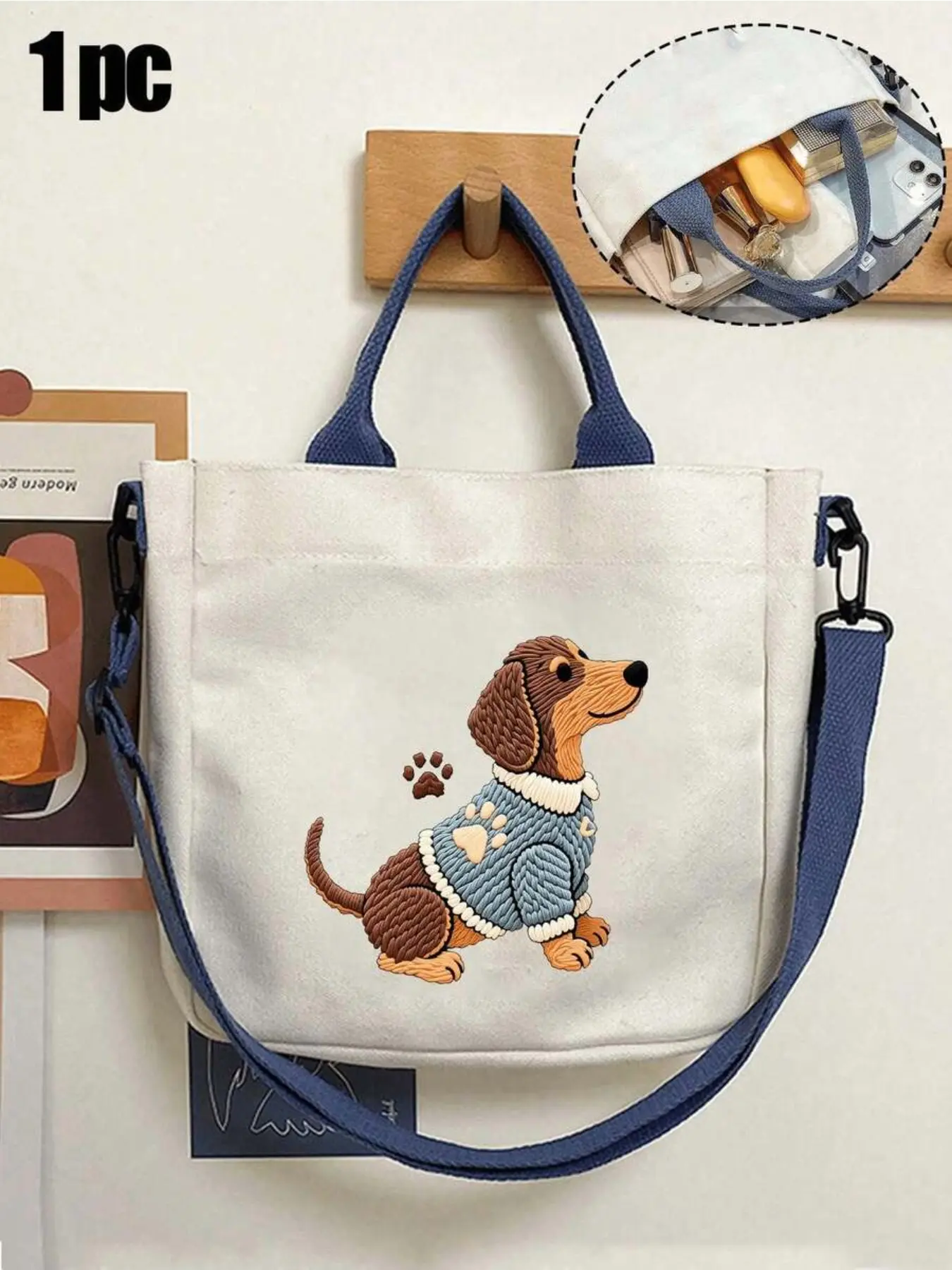 Dachshund Dog Pattern Women's Fashion Tote Bag, Large Capacity Multi-Function Shoulder Bag, Lightweight Durable Commute Shopping Bag, Portable Daily Storage Tote Suitable For Work, School, Travel, Beach And Groceries