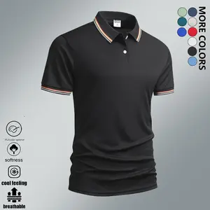 Summer Turn-down Collar Men's Striped Short Sleeve Polo Shirt Seamless Flat Panel Multi-color Casual Sports Top for Men Perfect for Business Travel Work Dates and Home Wear Essential for Any Trip