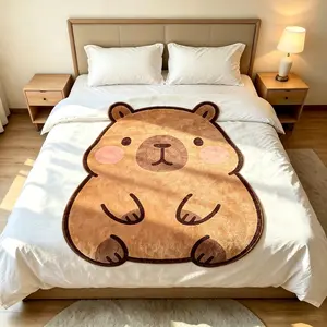 Cute Cartoon Capybara Flannel Blanket, Soft and Comfortable, Ideal for All Seasons, Perfect Gift for Office, School, Home, Picnic, Travel