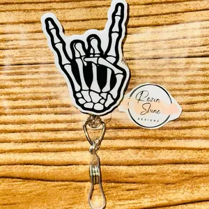 Skeleton Hand White Badge Reel