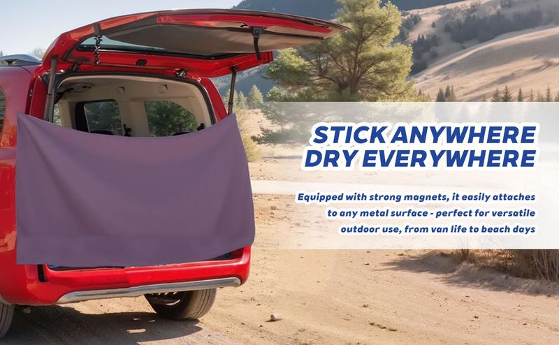 Magnetic Bath Towel Extra Large Quick-Drying Beach Towel Double-Sided Velvet Soft Portable Travel 4-Corner Magnets 520G Load