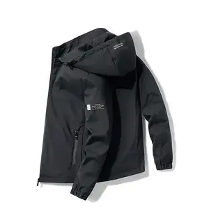 [Stylish Workwear Jacket] Durable & Stylish Men's Casual Workwear Jacket | Black Regular Fit Long Sleeve with Zipper Pockets & Hood, Polyester Lined for Comfort, Spring/Fall Outerwear