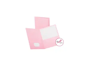 Oxford 57568 Twin-Pocket Portfolio, Embossed Leather Grain Paper, Pink