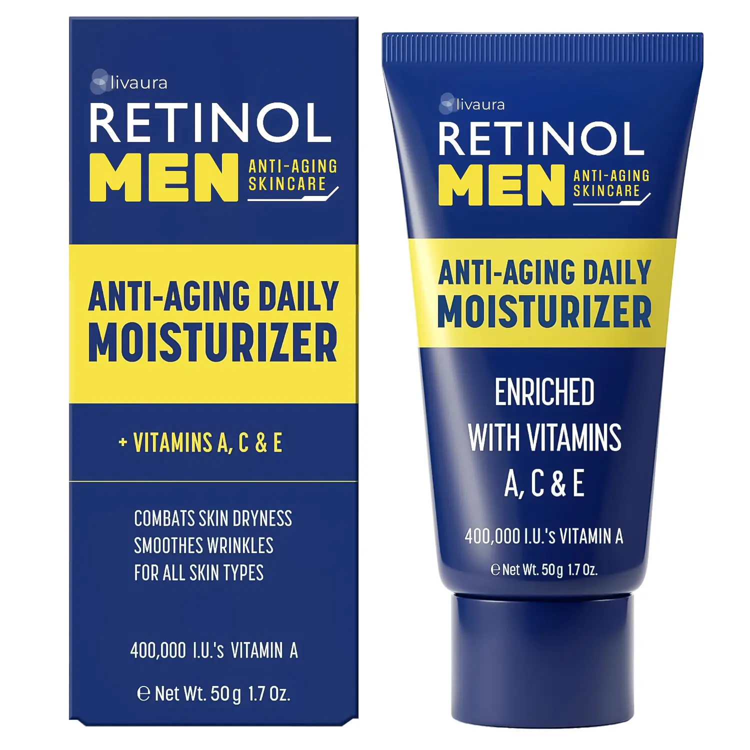 LIVAURA Retinol Men’s Daily Moisturizer – The Original Retinol Moisturizing Cream Made For A Man’s Skin – Anti-Aging Benefits of Exfoliating Vitamin A & Deep Hydration For Healthier, Younger Looking Skin Moisture Hydrating