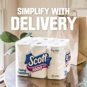 Scott 1000 Toilet Paper, 18 Rolls, Septic-Safe, 1-Ply Toilet Tissue Wipes