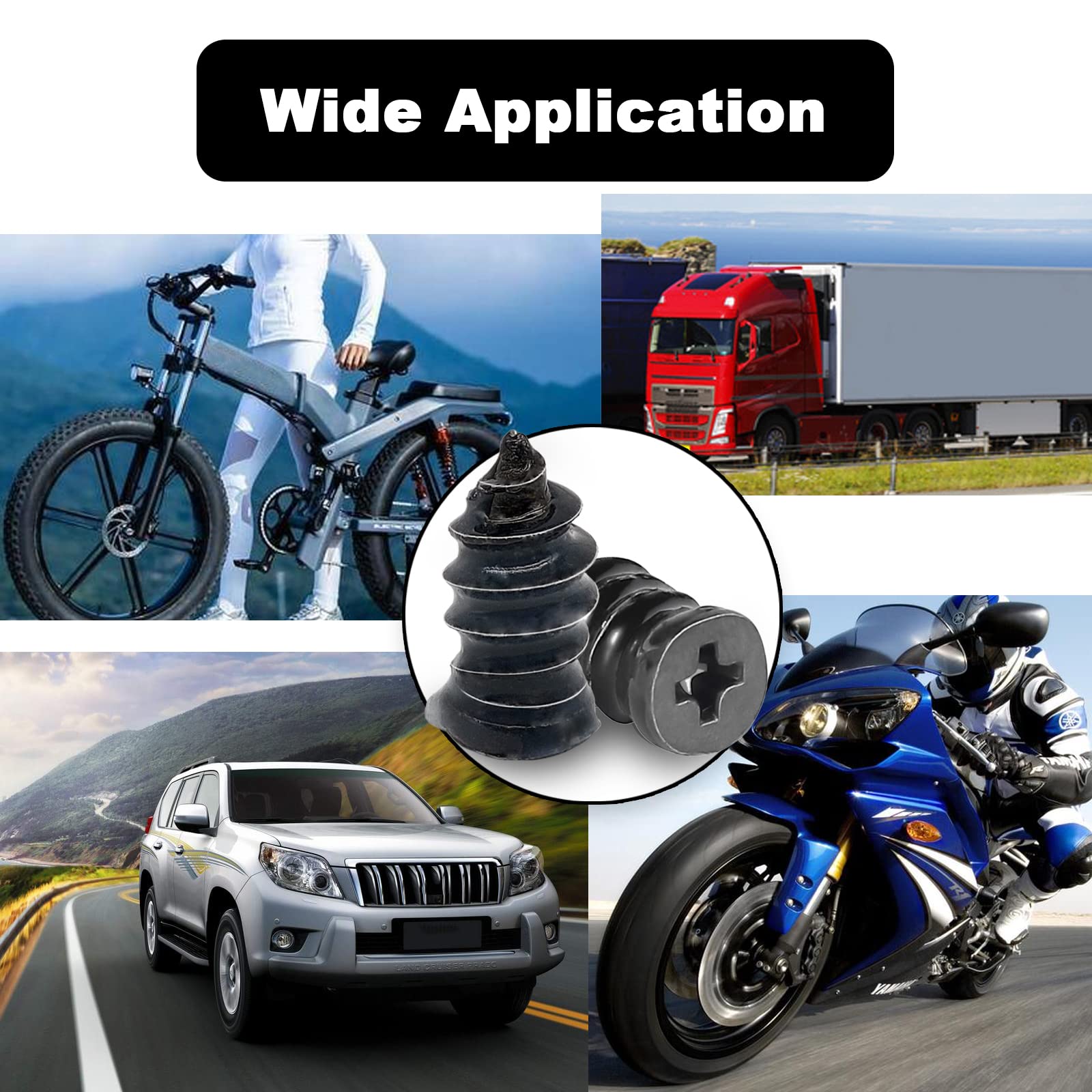 60PCS Tire Repair Rubber Nail Kit, Vacuum Screw In Tire Plugs, Fast Self-Service Wheel Nail Plug Repair Kits, Suitable for Car, Motorcycle, Truck, Tractor Tire Puncture Repair