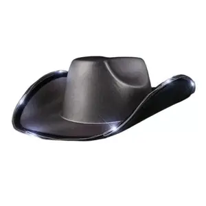 Blinkee LUSSCBH-DKSL Light Up Shiny Satin Metallic Space Cowboy Hat, Dark Silver
