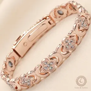 Women's Pure Copper Magnetic Bracelet| 3500 Gauss Magnets & Crystal Accents copper jewelry bracelet  bra bracelet  power balance bracelets adjustable copper bracelet  adjustable copper bracelet mothers day gift ideas