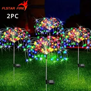 2PC 60/90/120/200 LED outdoor DIY lights, 8 lighting modes solar fireworks lights, courtyard garden landscape lights, wedding and wedding atmosphere lights, Christmas decoration