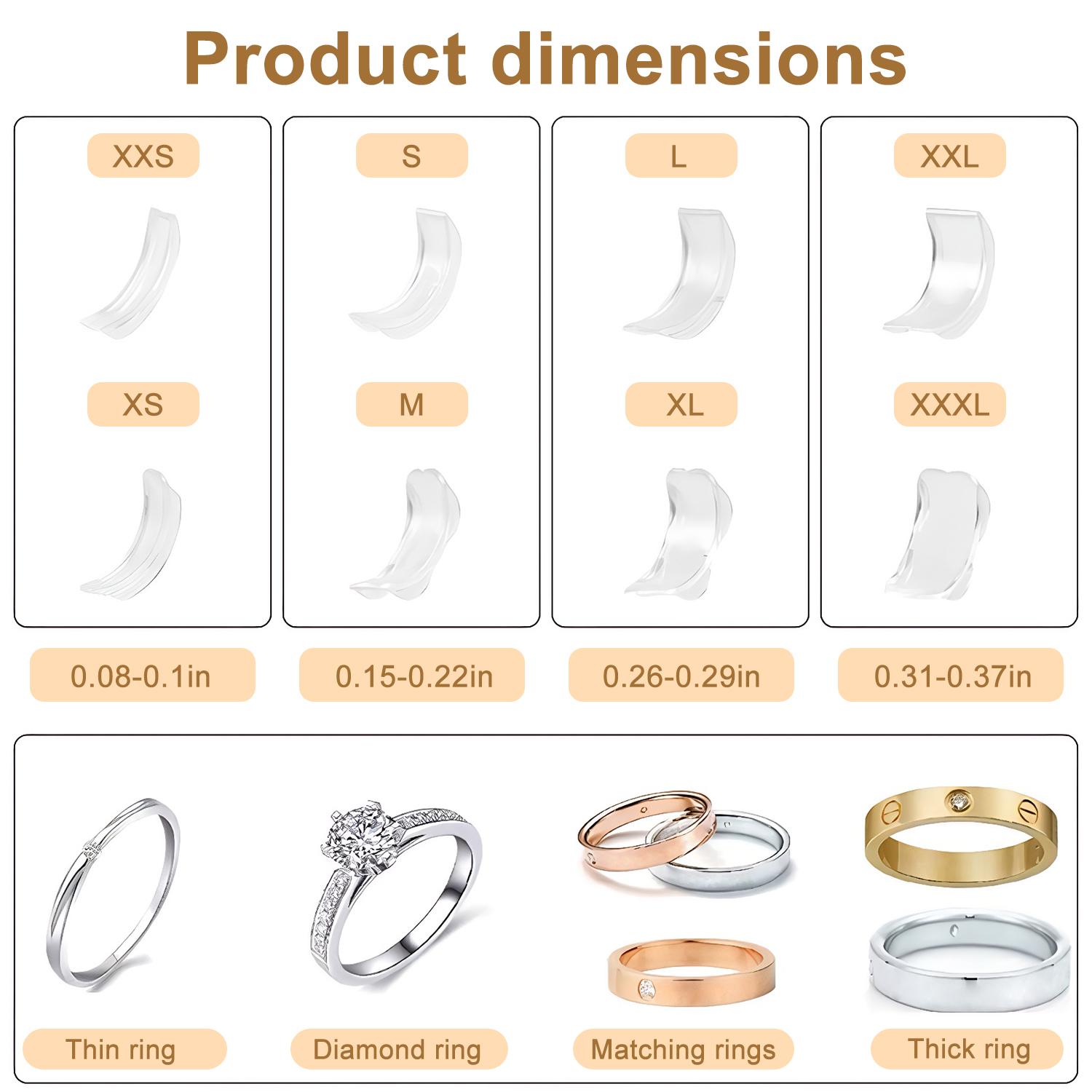 Ring Sizers for Loose Rings – Clip Ring Adjusters in 8 Sizes, Fits Bands Width to 1-8mm, Ring Resizer with Measuring Tool, Invisible Ring Guards for Women & Men
