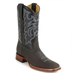 Los Altos Nubuck Gray Rodeo Square Toe Cowboy Boot