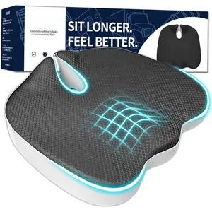 Seat Cushion,U-Shaped Memory  Seat Cushion for   - 2.8In Thick   & Office Chair Pad with  Cutout, Removable Cover,Universal Fit, Easy to Install(Black)