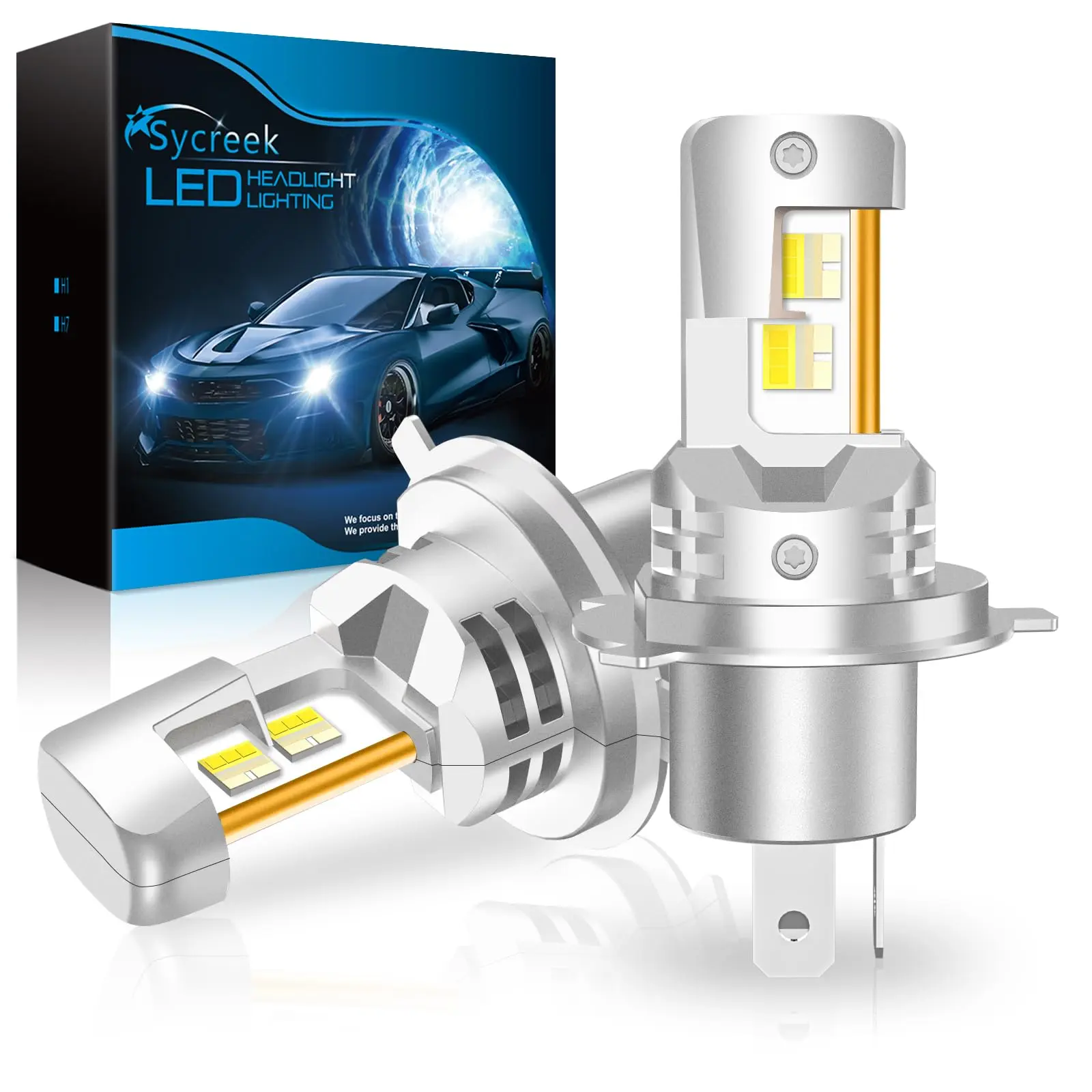 H4 9003 HB2 LED Headlight High Low Beam Bulbs 7000LM Bright White Conversion Kit