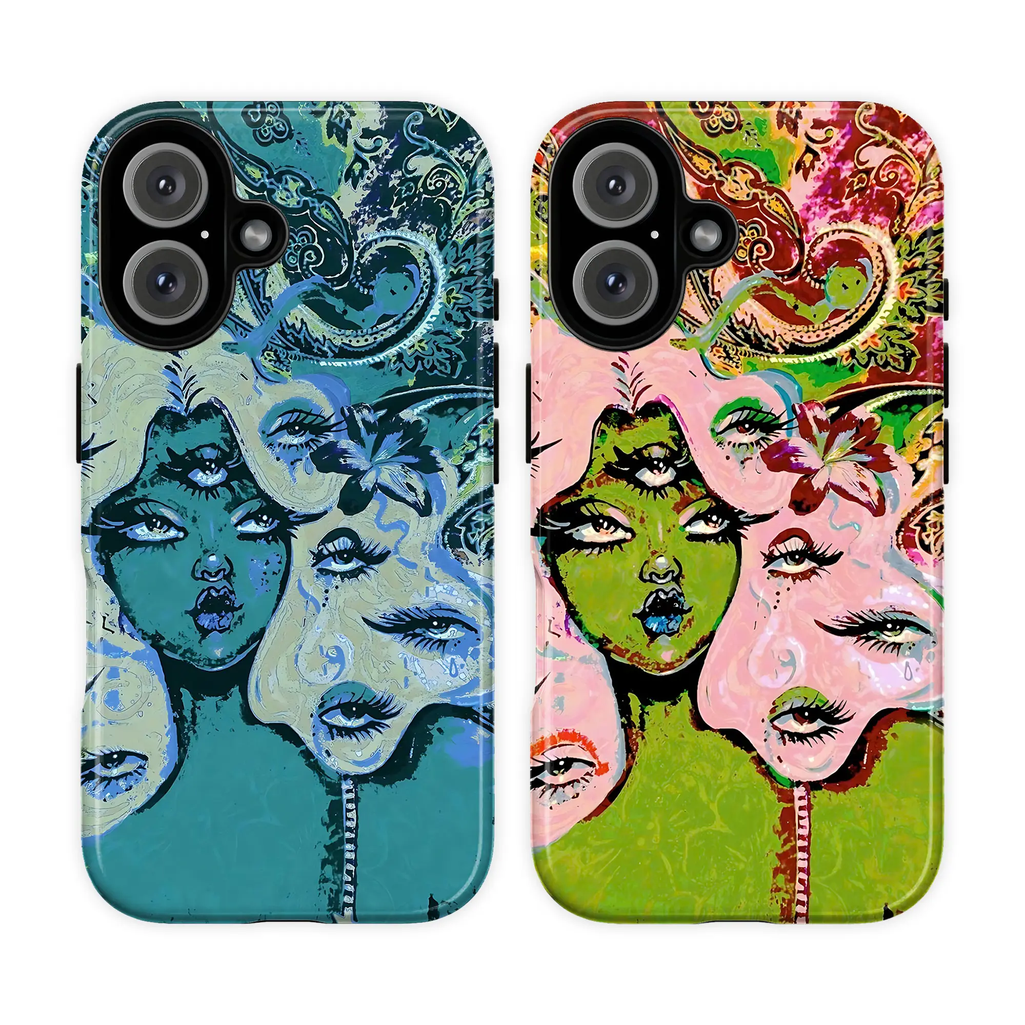 Surreal Art Phone Case, Abstract Witch Face Aesthetic Case, Gothic Fantasy Portrait Design for iPhone 17 16 15 14 13 12 11 Pro Max Plus & Samsung Galaxy S26 S25 S24 S23 S22 Ultra, Artistic Protective Tough Case, Unique Dark Art Gift, Accessories, Smartpho