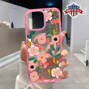 Stylish Floral Charm Pattern Magnetic Phone Case for iPhone 16 15 14 Pro Max 13 12 11 XR XS Plus Shockproof Lightweight Transparent Protective Soft Cover Supports Wireless Charging Silicone Protection Smartphone Casing Cellphone