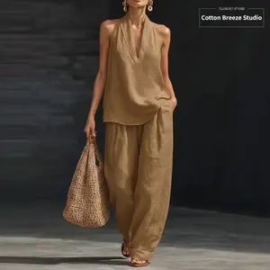 2026 New Women's Halter Neck V-Neck Sleeveless Casual Suit