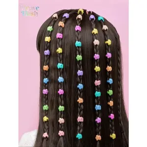 100pcsRandom Color Cute Mini Flower Design Hair Clip, Colorful Hair Accessories for Women & Girls, Simple Style Plain Color Temperament Seamless Bangs Clip for Party, Daily Clothing Decor, Flower Hair Pin, Super Cute Clips