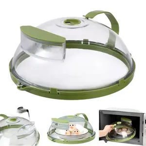 Microwave Splatter Cover with Water Steamer, 10 inch Clear Microwave Plate Cover Lid for Food, Kitchen Gadgets Accessories for Microwave Oven Kitchenware Utensils
