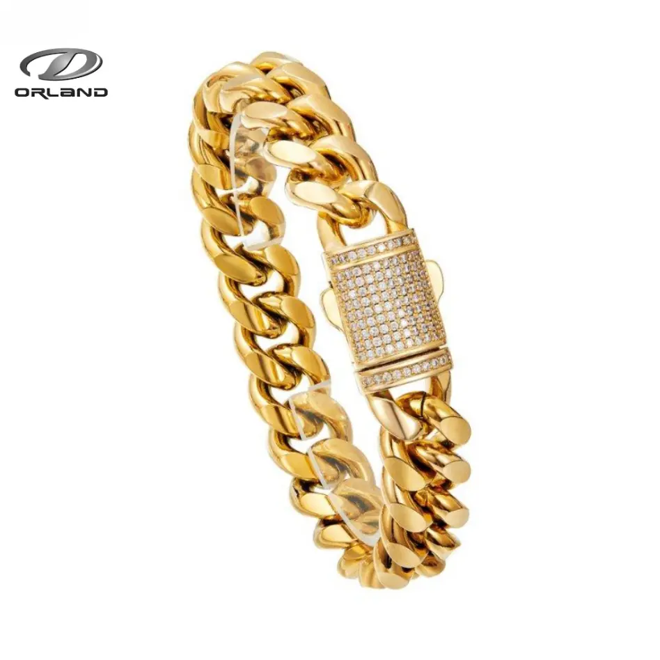 Unisex Miami Cuban Link Bracelet Crafted from stainless steel with hypoallergenic properties, adopting nano vacuum K-gold plating technology for long-lasting color retention without easy fading. Width: 6–14 mm Length: 7.5–8.5 inches