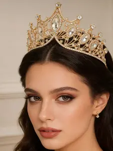Rhinestone Decorated Crown Shaped Bridal Headwear, Elegant Artificial Gemstone Decorated Bridal Headwear, Exquisite Wedding Headwear for Women, Birthday Wedding Jewelry for Party