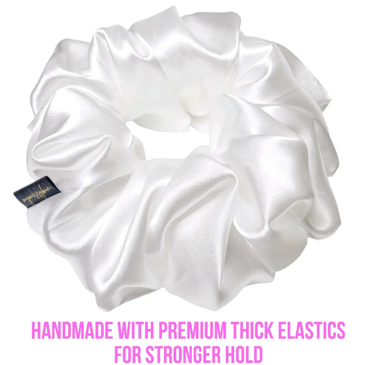 mymessybun | Oversized Satin Scrunchie in White Handmade with Thick Elastic