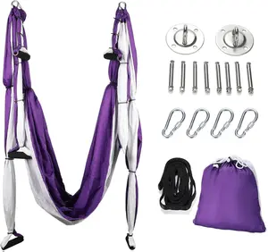 ZELUS Aerial Yoga Swing Sling Strong Yoga Hammock Kit Set Trapeze Inversion Equipment with 2 Extensions Straps Ceiling Mounting Kit for Professional Workout