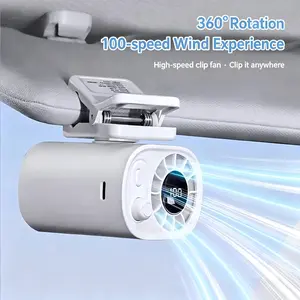 Digital Display Clip Fan | 360° Rotatable  Fan for Car, Stroller & Camping