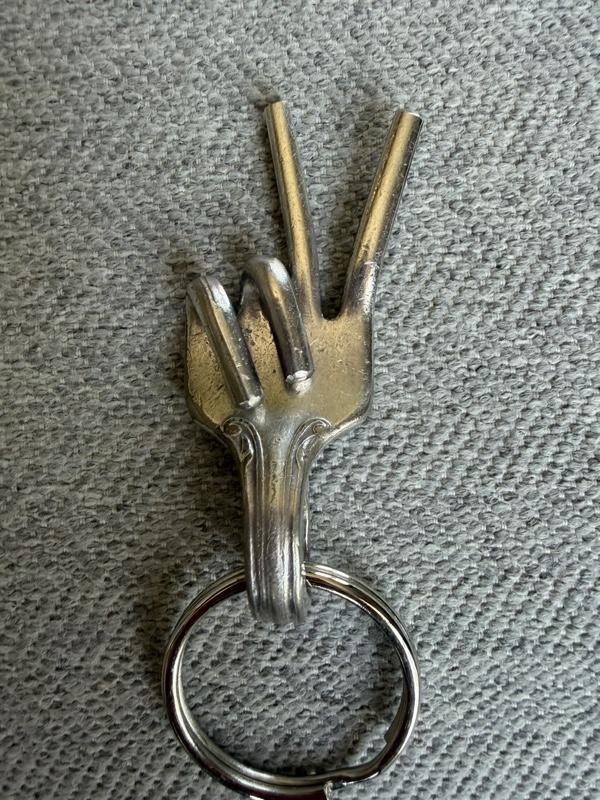 Peace Sign Fork Keychain