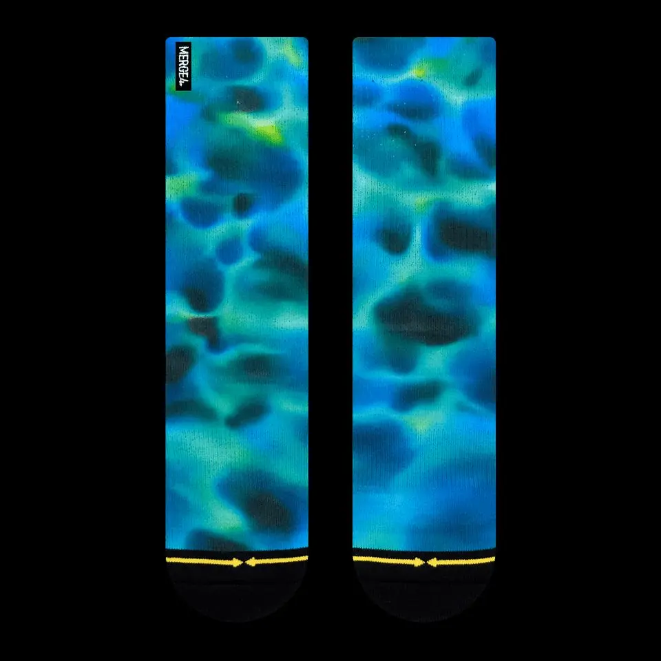 Turquoise Water Color Crew Socks Art By Daniel Jean-Baptiste