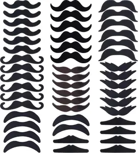 48 Pcs Self-Adhesive Mustaches for Halloween & Costume Parties - Novelty Face Stickers Bulk Pack