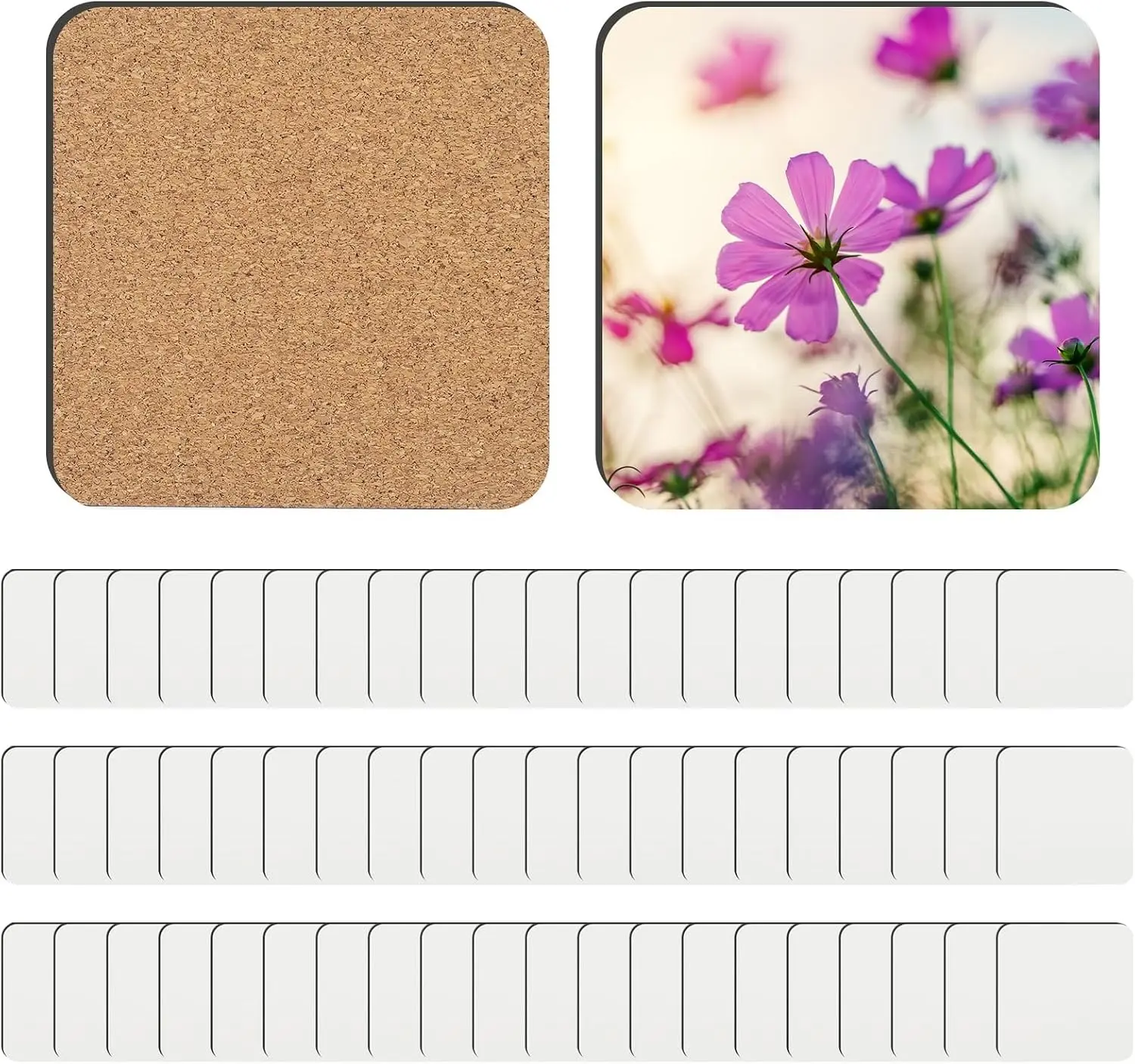 36 PCS 3.93 x 3.93 inch Square Sublimation Coasters Blanks MDF Cork Back Heat Transfer Wood Hardboard Bulk for DIY Christmas Crafts