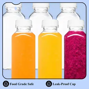 12oz 6pcs Plastic Juice Bottles with Caps, Reusable Juicing Bottles, Clear Drink Containers with Lids for Juicing, Smoothie and Other Beverages -