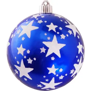 6" (150mm) Decorated Commercial Shatterproof Ball Ornament - Azure Blue With Stars