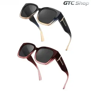 2/1-Pack Polarized Fit Over Sunglasses, Mirrored Rectangular UV400 Anti-Glare Shades, Durable Eyewear Wear Over Prescription Glasses for Driving Walking Outdoor Sports Daily Casual