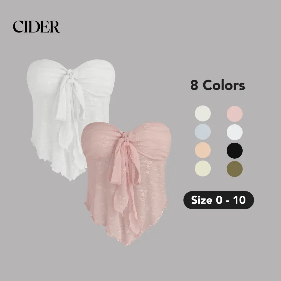 Cider [8 colors, Size 0-10] Floral Tie Front Tube Top SummerFinds