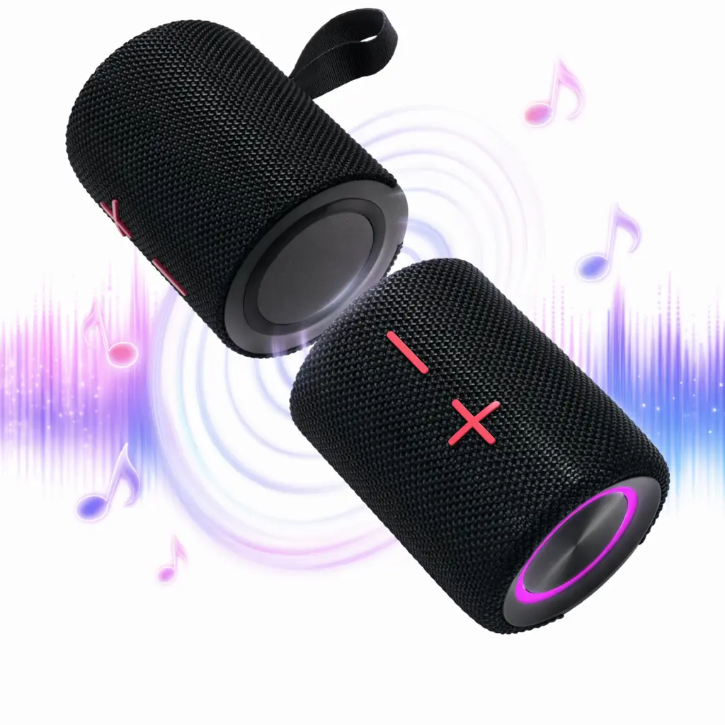 2-in-1 Wireless Compact Bluetooth Speaker V5.3 - 20W Stereo Audio, 12H Playtime, True Pairing, RGB LED Lights, 3.5mm Jack, TF Card Support, Waterproof, Rechargeable, Split Design, Stable Connection - Portable for Smartphones, Parties, Pools