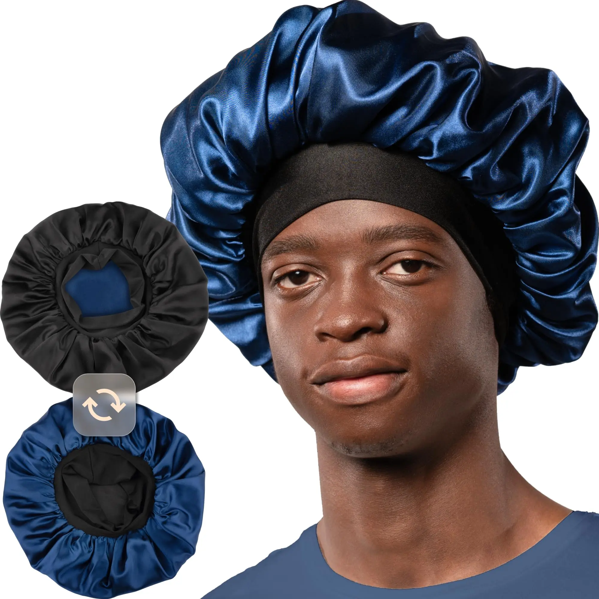 Double Layer Satin Bonnet for Men & Women - Reversible Sleep  display picture 1