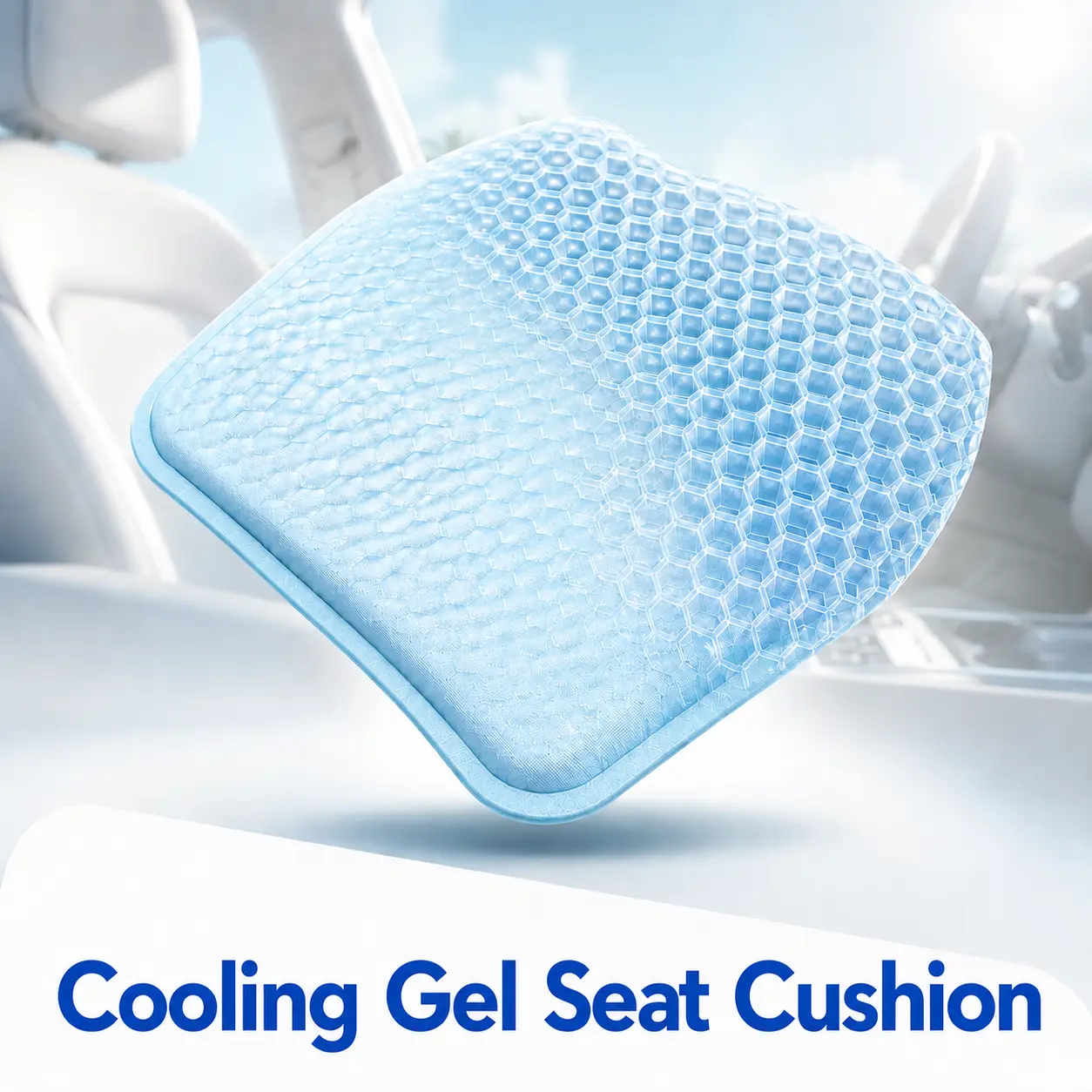 Gel Seat Cushion, Firm Honeycomb Cooling Seat Pad with Non-Slip Cover,  Pressure Relief Pad for Office Chair, Car Seat, Home & Summer Sitting Comfort