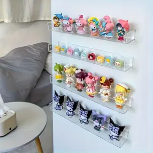 Wall Mounted Clear Display Stand, Dust-proof Display Rack with Adhesive Strips, Home Organizer for Living Room Bedroom Entryway, Shelves, Wall Mounted Shelf