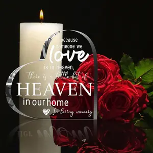 DUJO Bereavement Gift Acrylic Heart Sympathy Memorial Condolence Gift for Loss of Loved One Remember Me Grieving Present for Remembrance Table Decor, for Mom Dad Grandma Friend Remembrance Decor