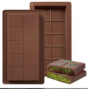 Dubai Chocolate Mold 2 Pack,0.79 Inch Deep Large and Thick Silicone Chocolate Bar Molds for Stuffed Bar,Big Chocolate Candy Bar Mold for Filling Knafeh Pistachio Chocolate Bar Kit